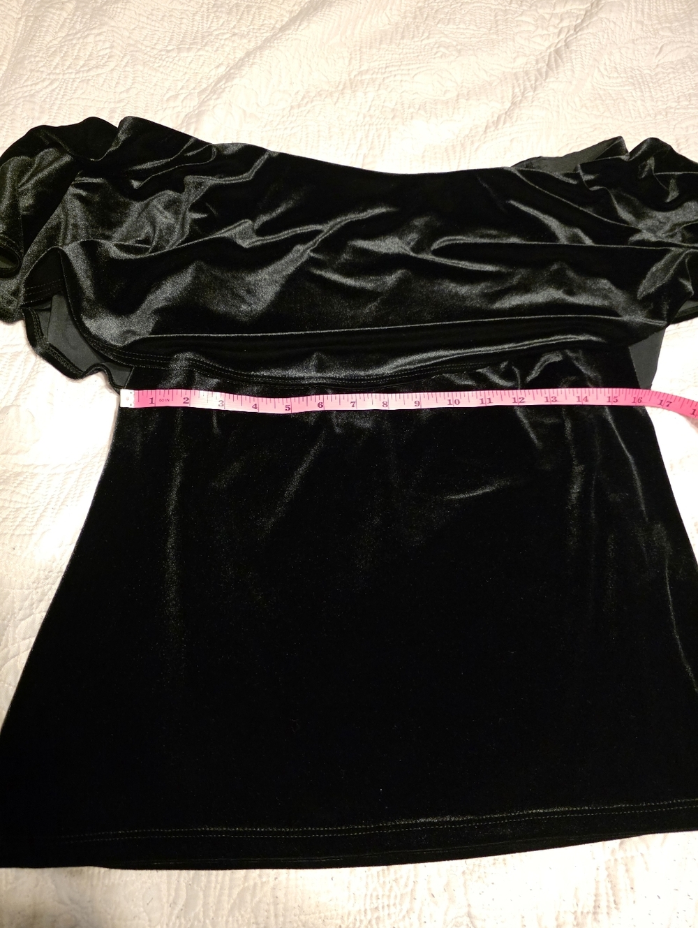 S. Levine Black Velvet Off-Shoulder Ruffle Top - Picture 3 of 3